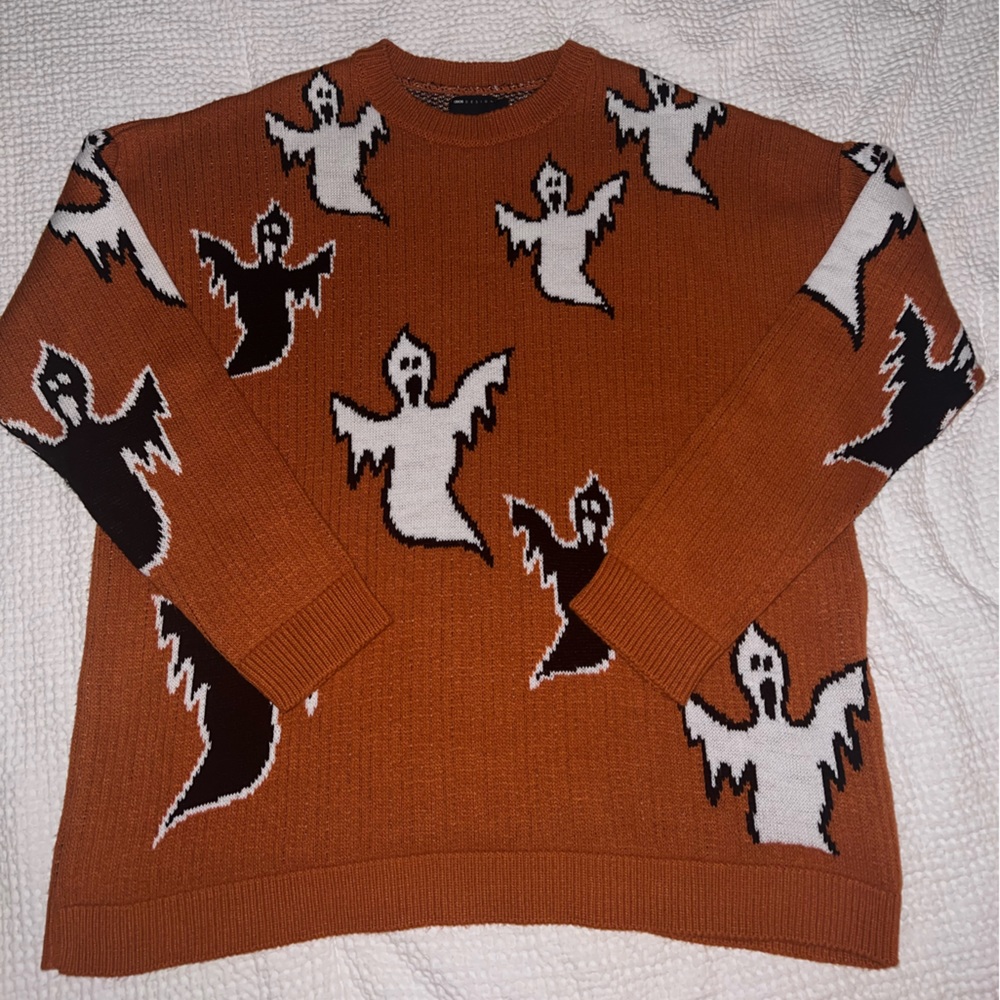 Spooky Orange Ghost Sweater